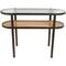Brown Rattan Console Table with Pressed Tempered Glass Top